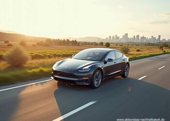 Elektroauto auf einer Landstraße