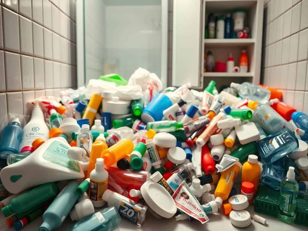 Plastikmüll im Badezimmer