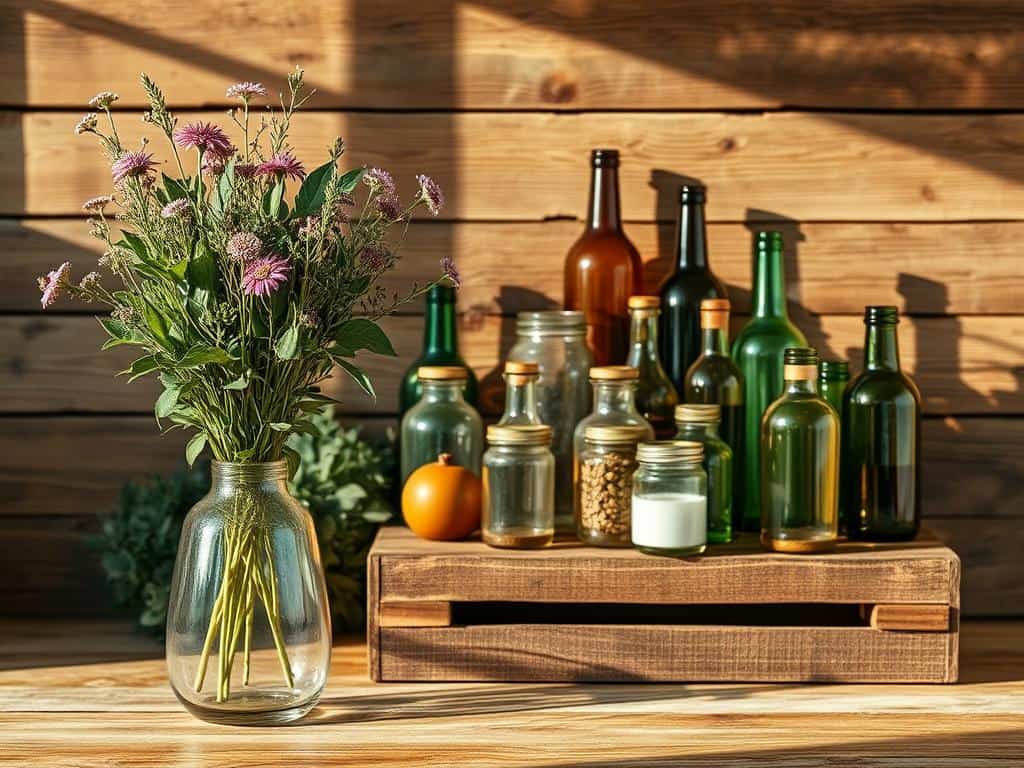 Upcycling-Deko mit Glas und Holz