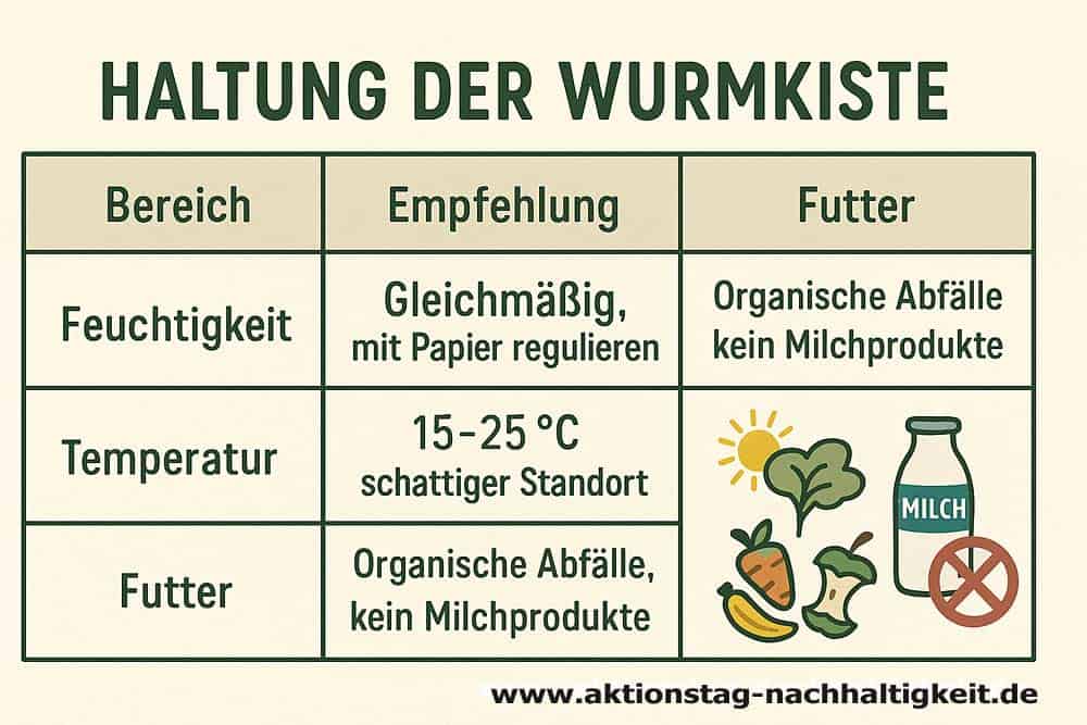 Haltung der Wurmkiste Haltung der Wurmkiste