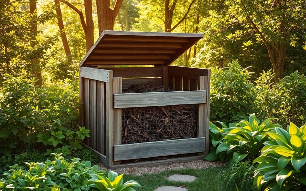 Kompostbehälter im Garten