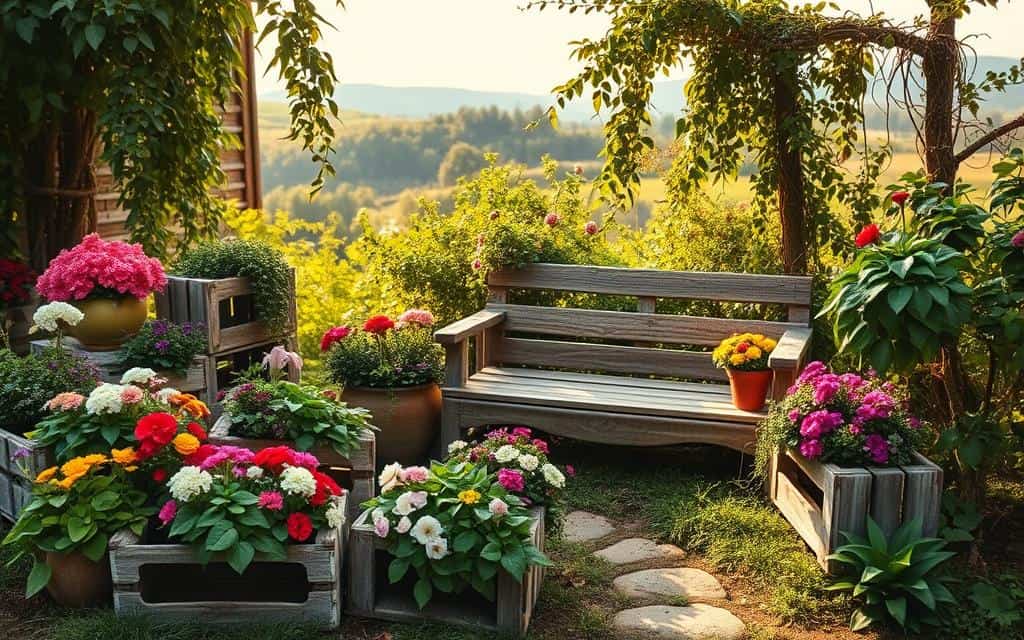 Kreative Gartendekoration mit Upcycling-Weinkisten