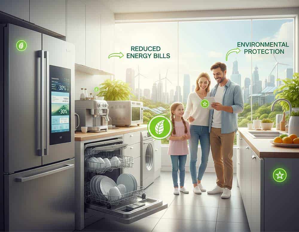 Moderner Haushalt mit Elektrogeräten mit guter Energieeffizienz Moderner Haushalt mit Elektrogeräten mit guter Energieeffizienz