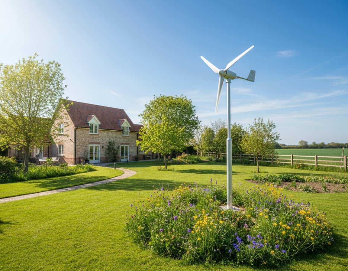 kleine private Windkraftanlage auf eigenen Grundstück kleine private Windkraftanlage im eigenen Garten
