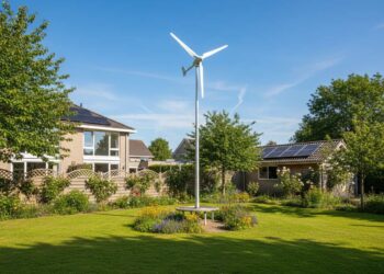 kleine private Windkraftanlage im eigenen Garten