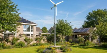 kleine private Windkraftanlage im eigenen Garten